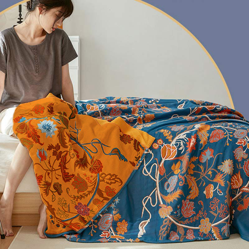 Trapunta reversibile in cotone con motivo a fiori in fiore