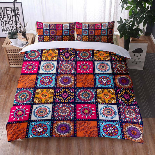 Copripiumino con federa a fiori patchwork