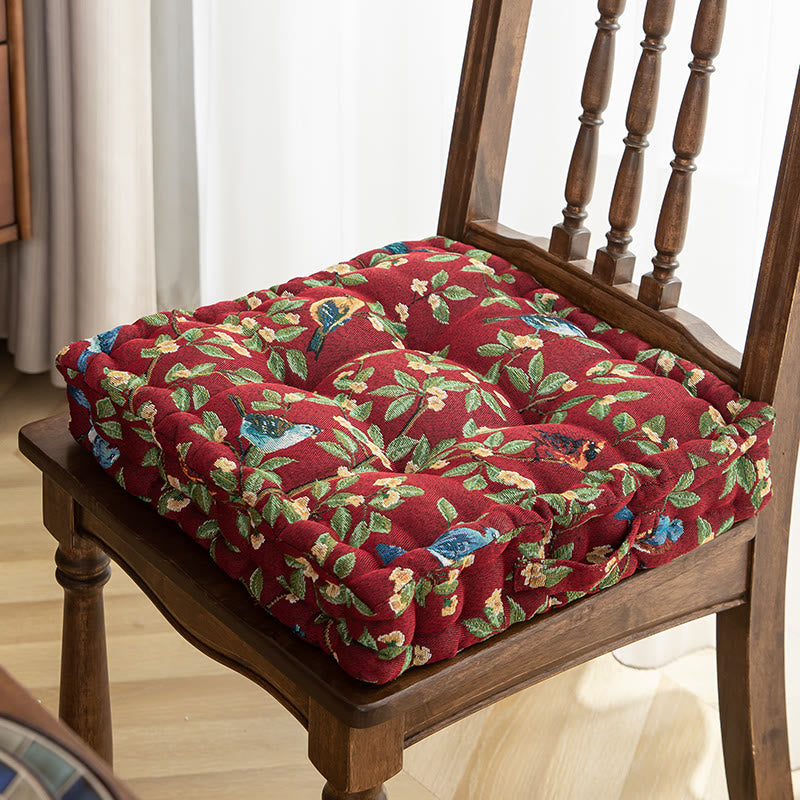 Cuscino per sedia in jacquard con motivo a foglie di uccello