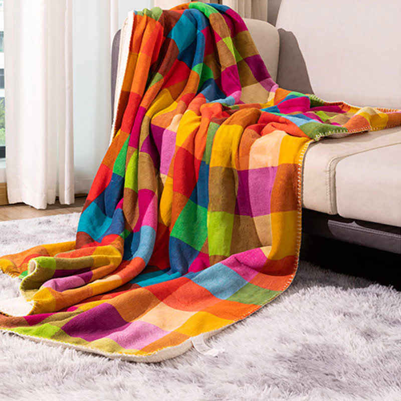 Coperta spessa con motivo a quadri colorati Ownkoti