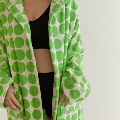 Accappatoio con cappuccio a pois e cintura