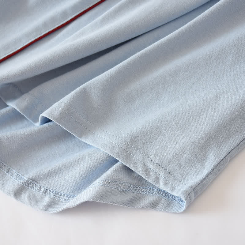 Camicia da notte in cotone con bottoni a tinta unita