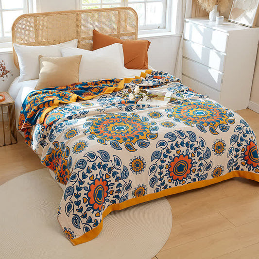 Trapunta reversibile con stampa floreale pastorale