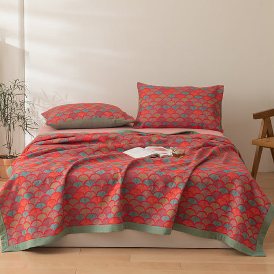 Trapunta reversibile in cotone con motivo a squame di pesce Brightful