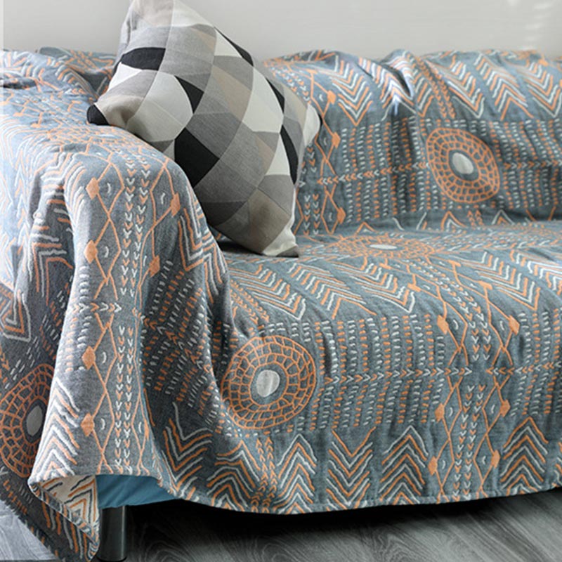 Asciugamano reversibile per divano, trapunta in cotone a righe Boho Ownkoti