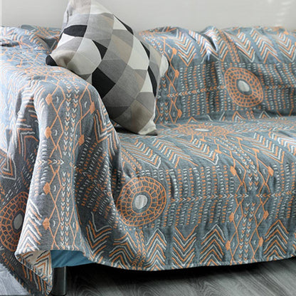 Asciugamano reversibile per divano, trapunta in cotone a righe Boho Ownkoti