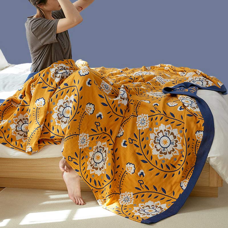 Trapunta double-face in cotone con fiori bianchi