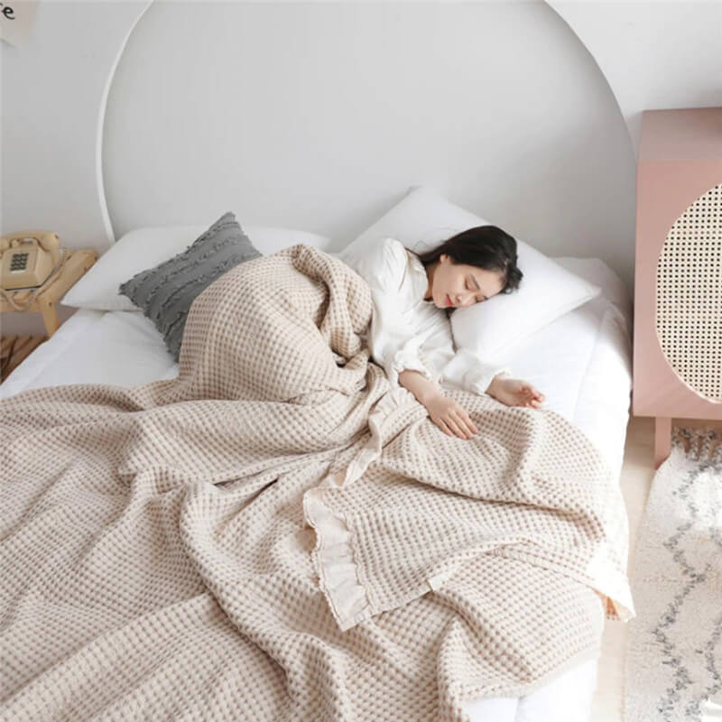 Coperta per divano Ownkoti Waffle Weave, comoda trapunta