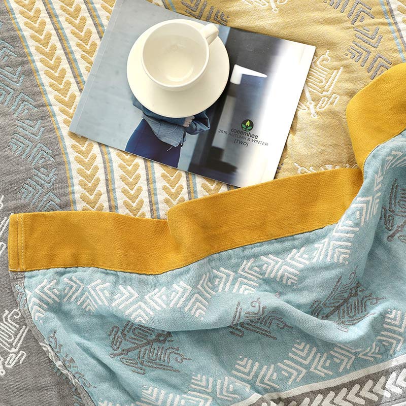 Coperta reversibile in cotone Ownkoti con stampa spiga di grano