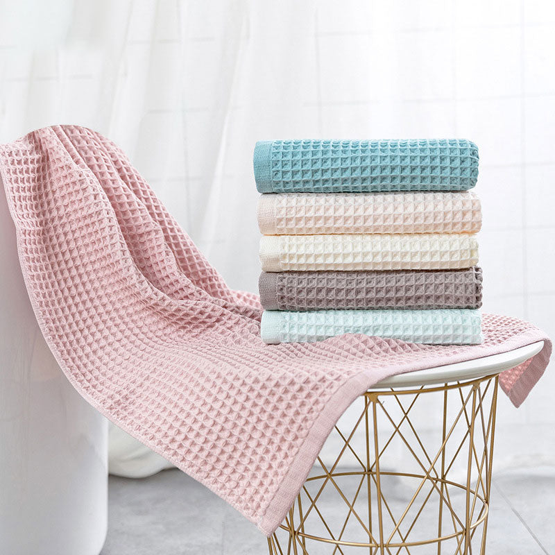 Asciugamano da bagno in cotone traspirante Ownkoti con trama a nido d'ape