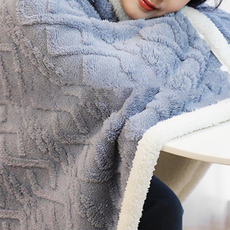 Coperta scialle in pile caldo con motivo a rombi