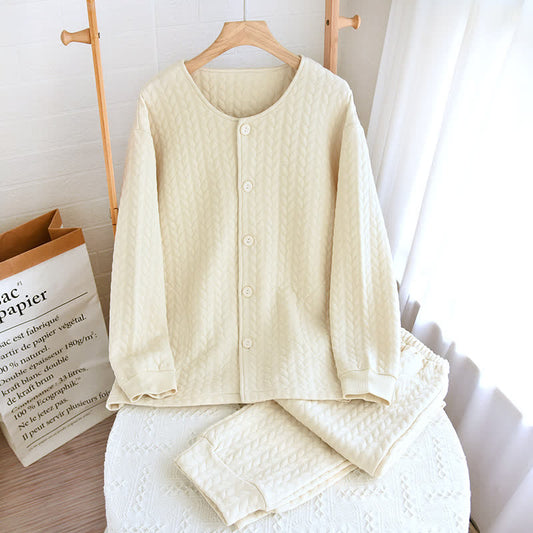 Pigiama semplice in cotone con scollo tondo