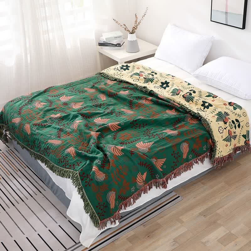 Trapunta reversibile traspirante Boho Flower Bird di Ownkoti