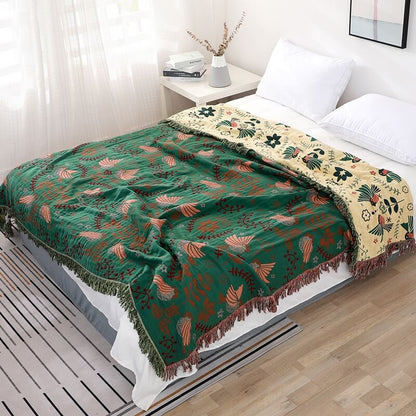 Coperta reversibile traspirante Boho Flower Bird di Ownkoti
