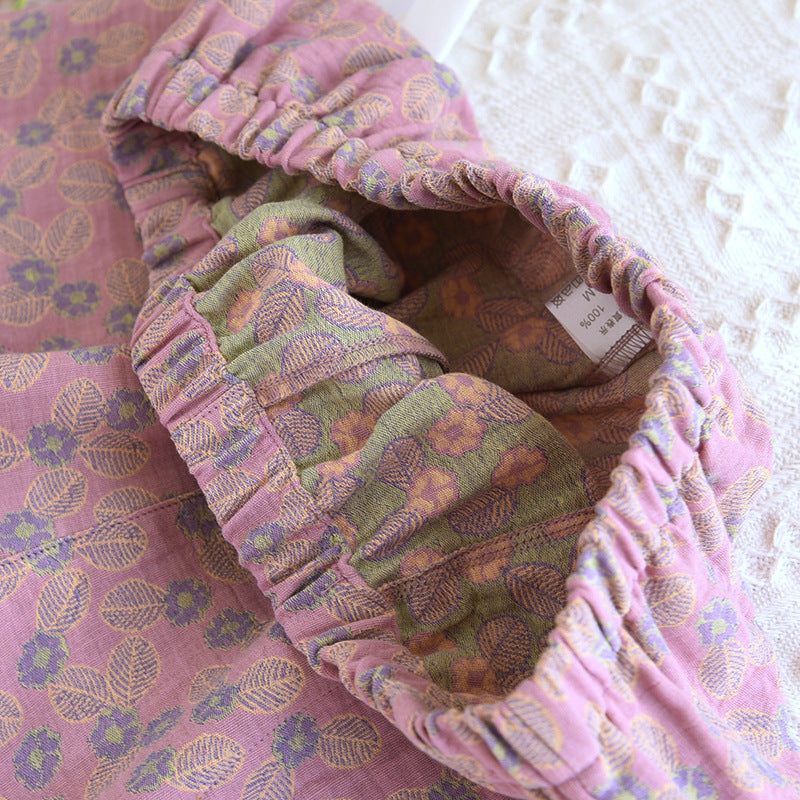 Pigiama in puro cotone jacquard a foglie