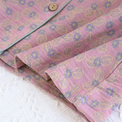 Pigiama in puro cotone jacquard a foglie