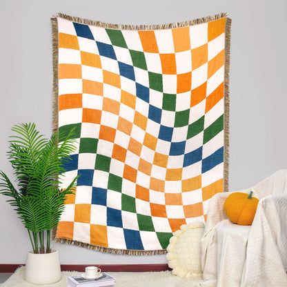 Coperta morbida con nappe a scacchiera colorata