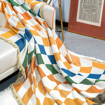 Coperta morbida con nappe a scacchiera colorata