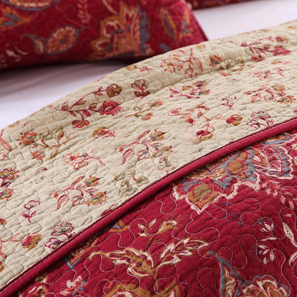 Set di biancheria da letto in puro cotone con motivi floreali retrò (3 pezzi)