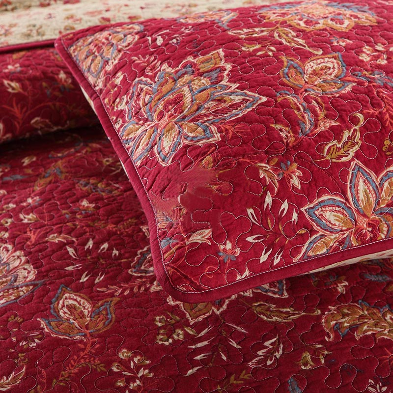 Set di biancheria da letto in puro cotone con motivi floreali retrò (3 pezzi)