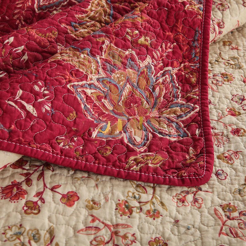 Set di biancheria da letto in puro cotone con motivi floreali retrò (3 pezzi)