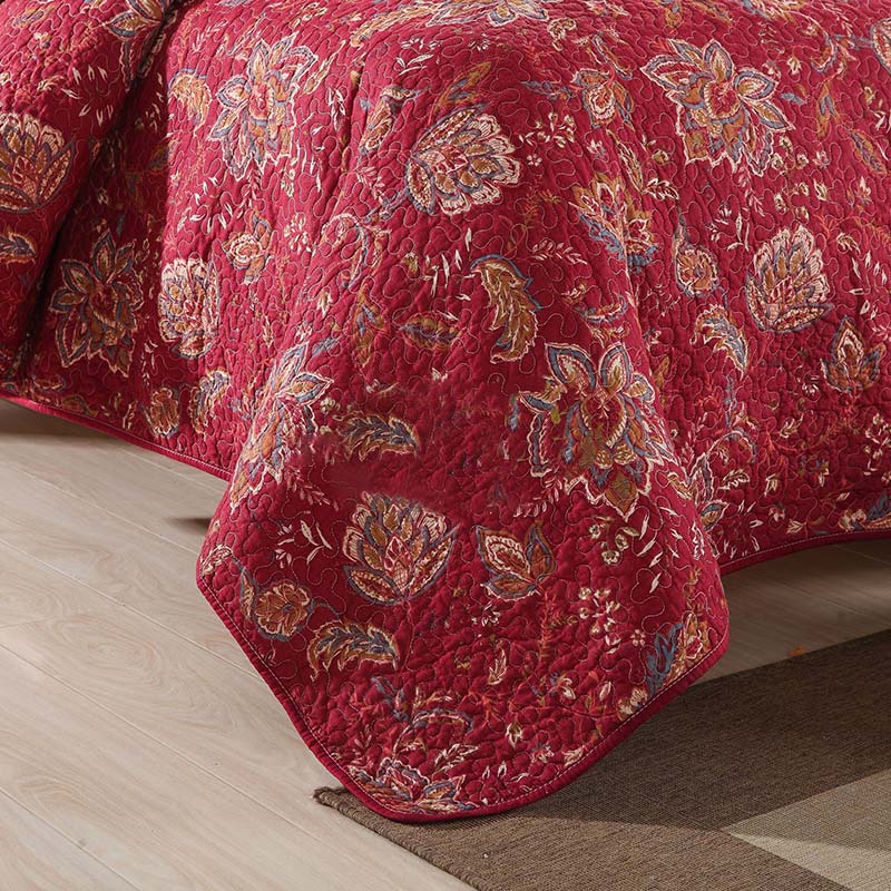 Set di biancheria da letto in puro cotone con motivi floreali retrò (3 pezzi)