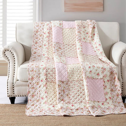 Trapunta in puro cotone morbido con patchwork pastorale