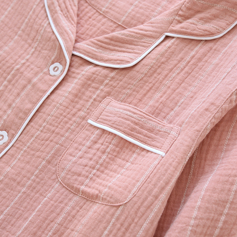 Camicia da notte a righe tinta unita con revers