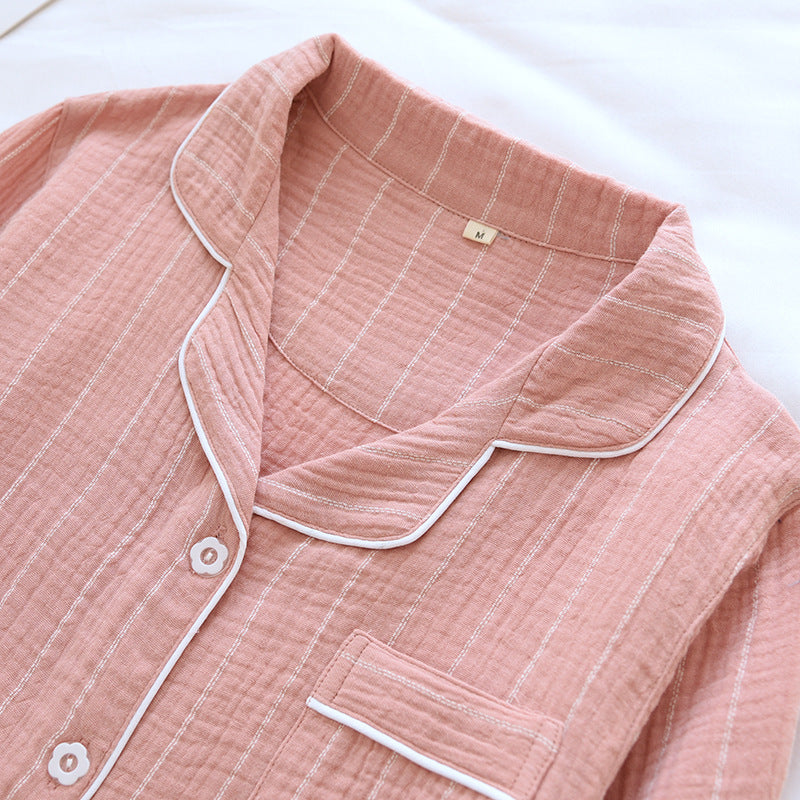 Camicia da notte a righe tinta unita con revers