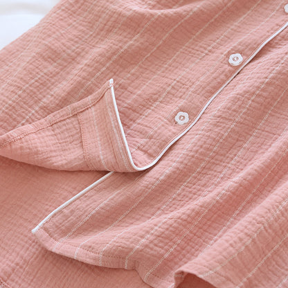 Camicia da notte a righe tinta unita con revers