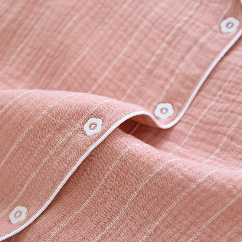 Camicia da notte a righe tinta unita con revers