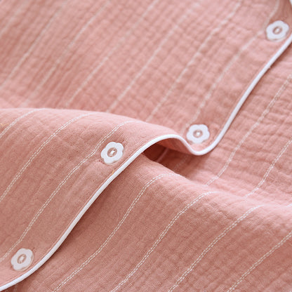 Camicia da notte a righe tinta unita con revers