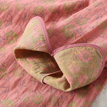 Camicia da notte in cotone floreale jacquard tinto in filo