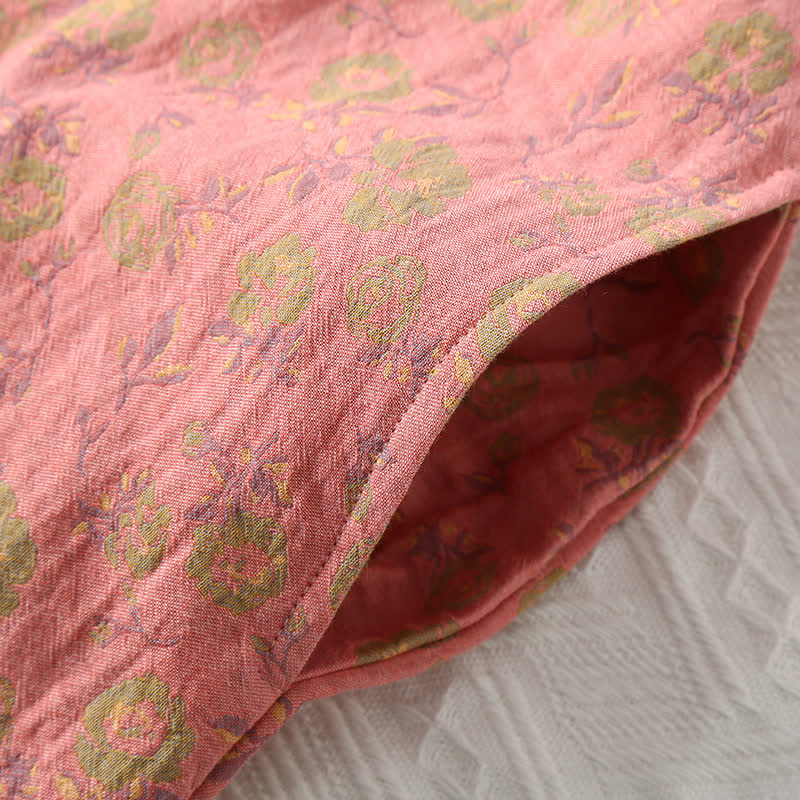 Camicia da notte in cotone floreale jacquard tinto in filo
