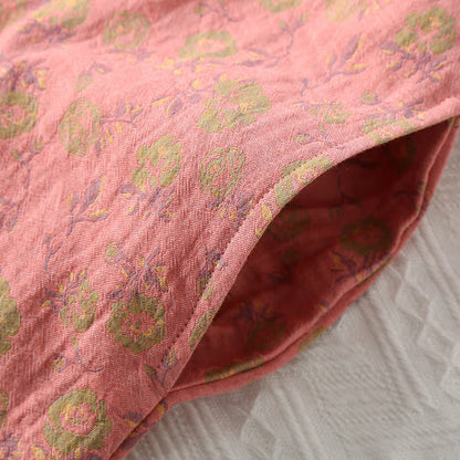 Camicia da notte in cotone floreale jacquard tinto in filo
