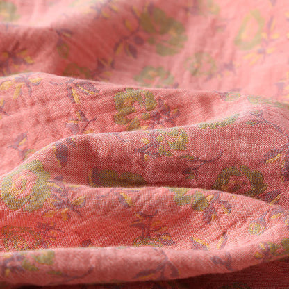 Camicia da notte in cotone floreale jacquard tinto in filo