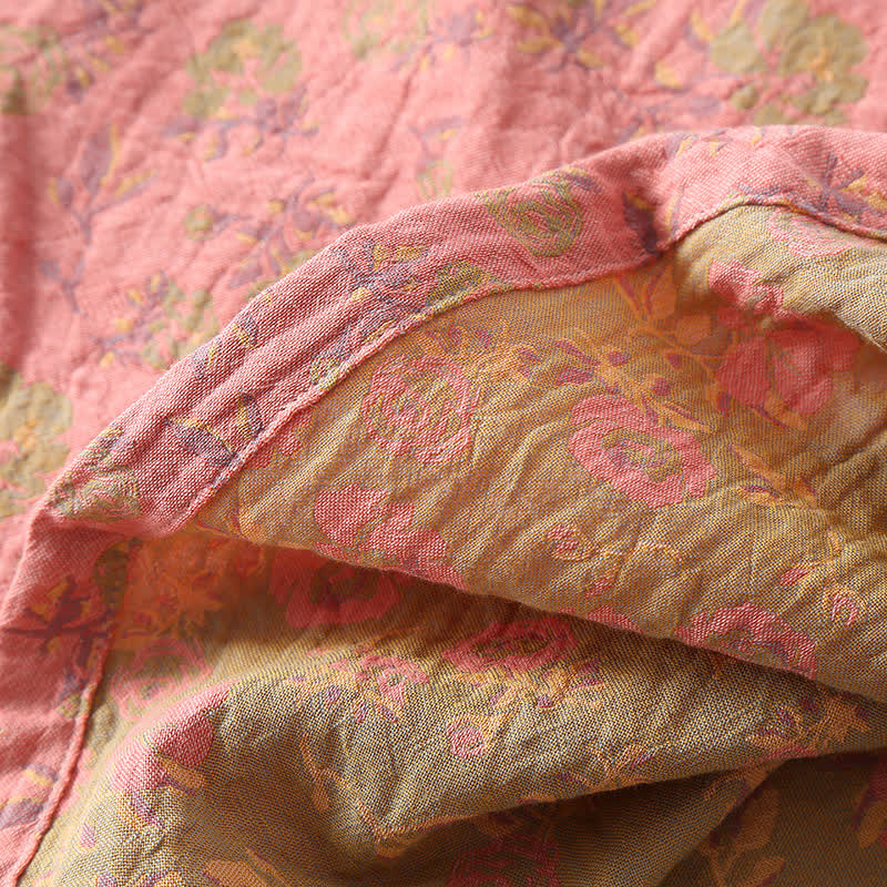 Camicia da notte in cotone floreale jacquard tinto in filo