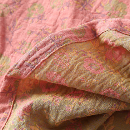 Camicia da notte in cotone floreale jacquard tinto in filo