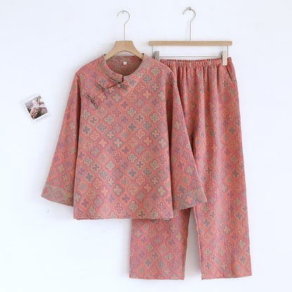 Completo da casa in cotone jacquard tinto in filo