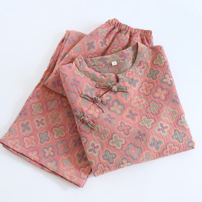 Completo da casa in cotone jacquard tinto in filo