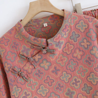 Completo da casa in cotone jacquard tinto in filo