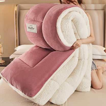 Coperta calda e spessa in tinta unita con anima trapuntata