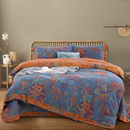 Set di biancheria da letto con bottoni in garza di cotone naturale (4 pezzi)