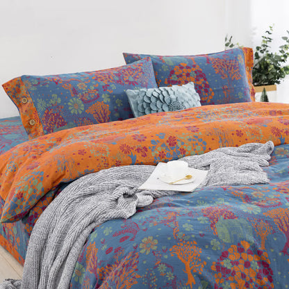 Set di biancheria da letto con bottoni in garza di cotone naturale (4 pezzi)