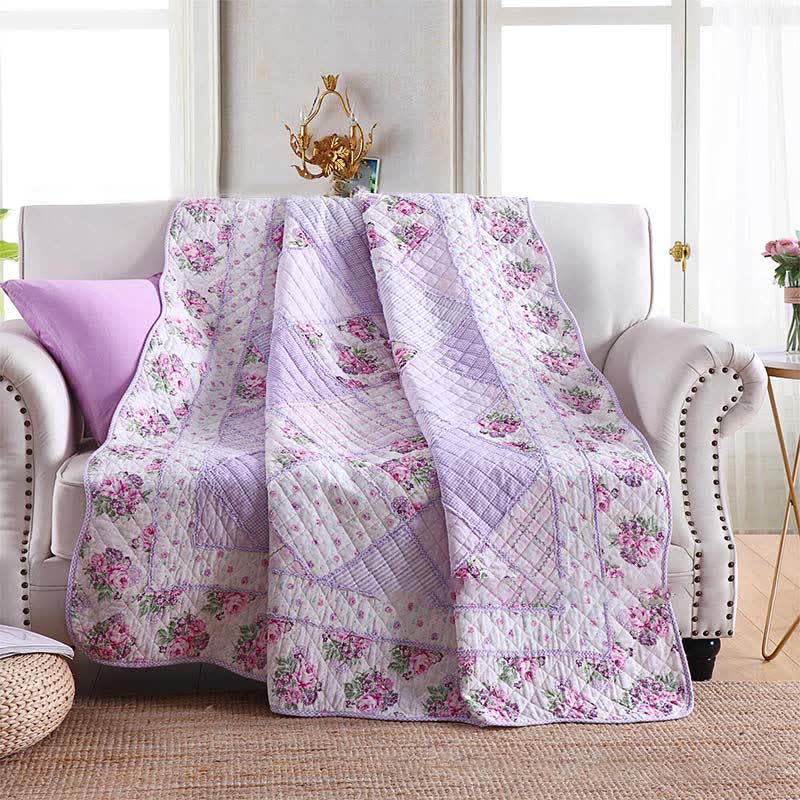 Trapunta in puro cotone morbido con patchwork pastorale