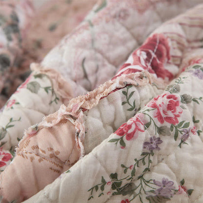 Trapunta in puro cotone morbido con patchwork pastorale