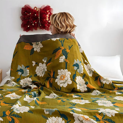 Trapunta in cotone stampata con fiori d'ulivo Ownkoti