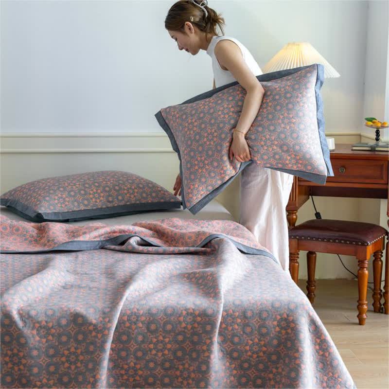 Trapunta morbida e lussuosa in garza di cotone jacquard