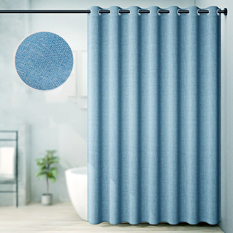 Lussuosa tenda da doccia in lino tinta unita - Blu - 240cm x 200cm - image 6