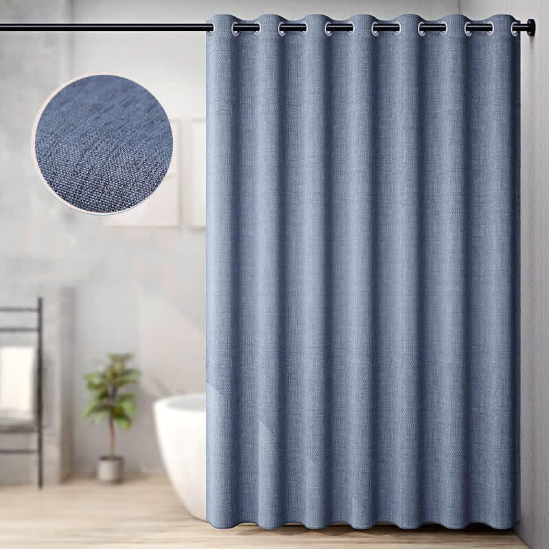 Lussuosa tenda da doccia in lino tinta unita - Grigio Blu - 240cm x 200cm - image 1